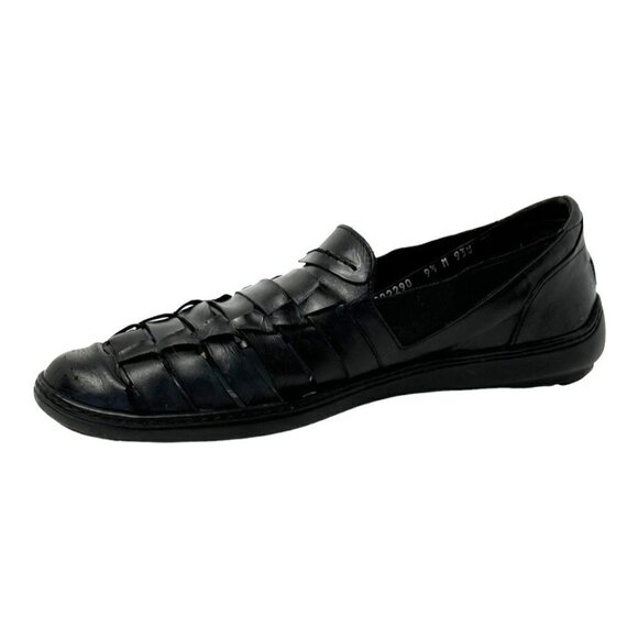 Bragano Mens 9.5 Loafers Black Italian Leather Weave Slip On‎ Shoes - Picture 1 of 13